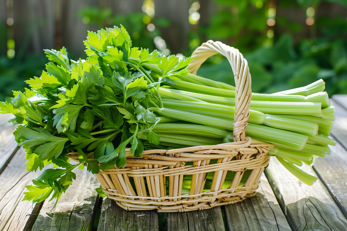 Image gratuite Céleri dans panier rustique 2