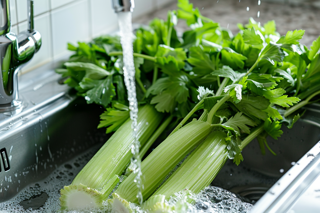 Image gratuite Céleri lavé sous eau courante 2