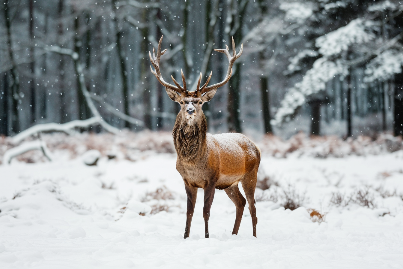 Image gratuite Cerf dans une forêt enneigée 1