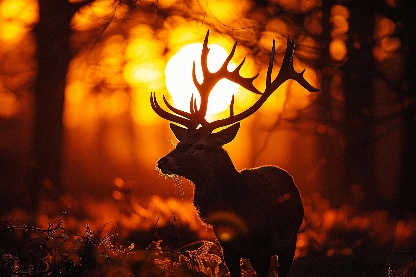 Image gratuite Cerf silhouetté au coucher du soleil 1