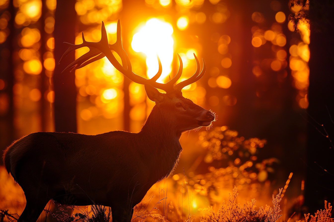 Image gratuite Cerf silhouetté au coucher du soleil 2