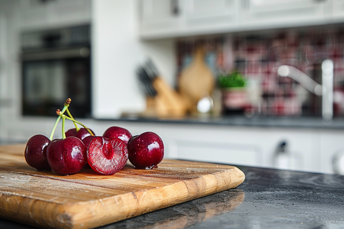 Image gratuite Cerises coupées en cuisine moderne 2