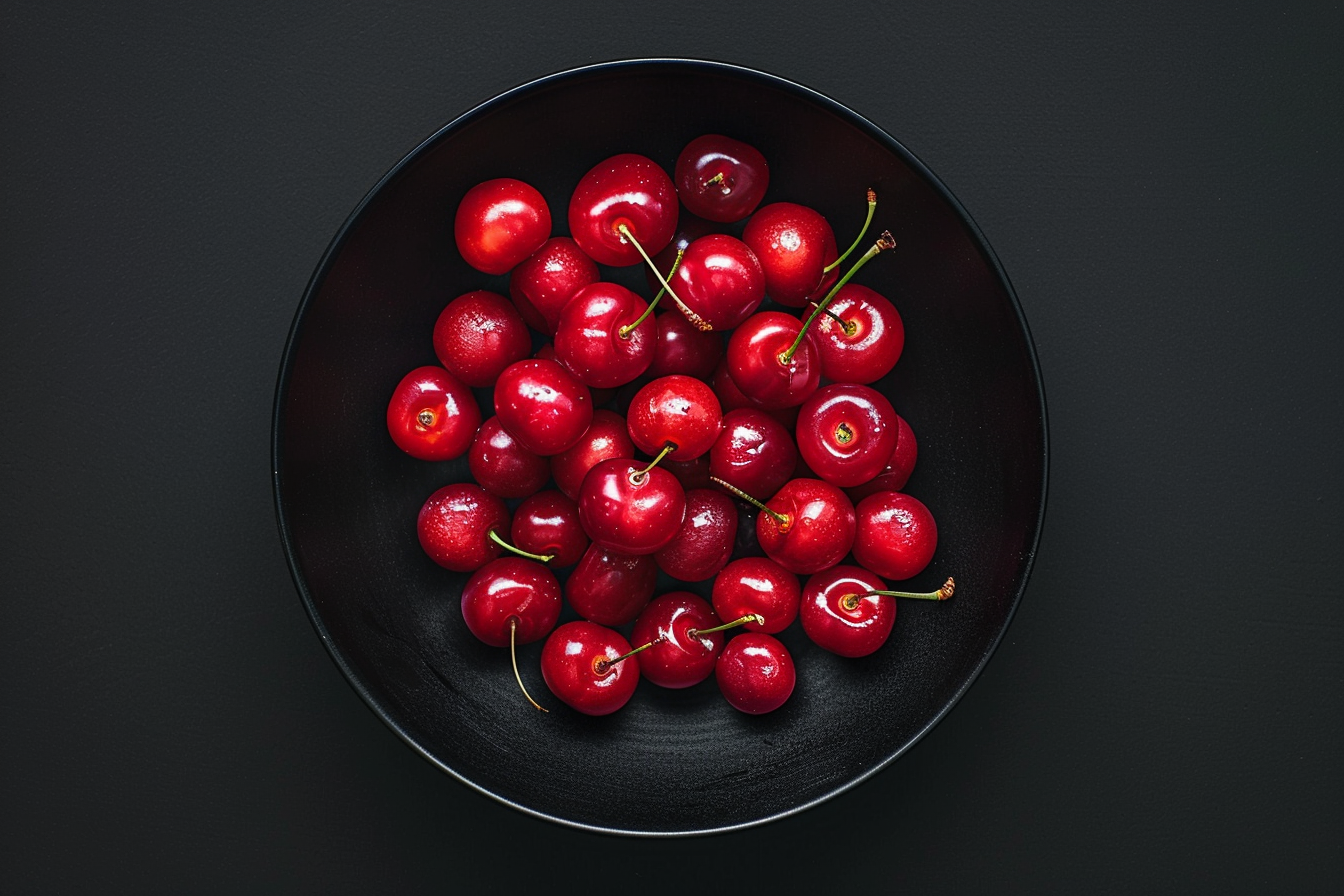 Image gratuite Cerises dans un bol sur fond noir 4