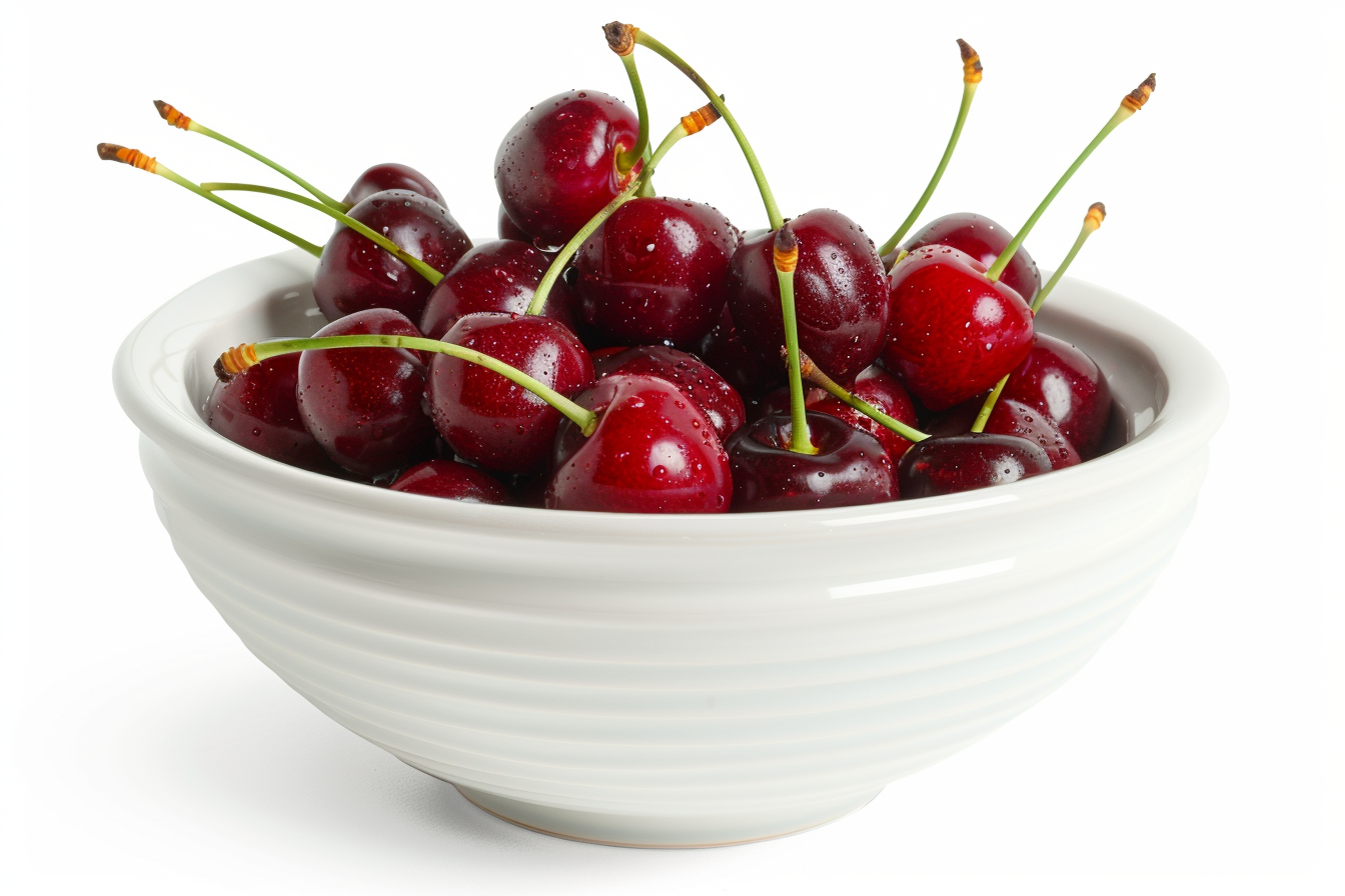 Image gratuite Cerises fraîches sur fond blanc 1