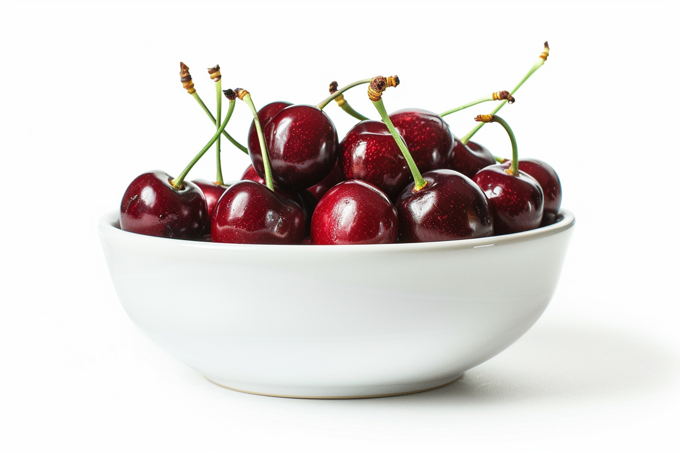 Image gratuite Cerises fraîches sur fond blanc 2