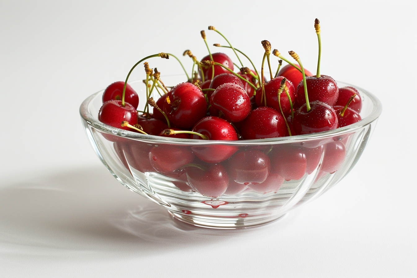 Image gratuite Cerises fraîches sur fond blanc 4