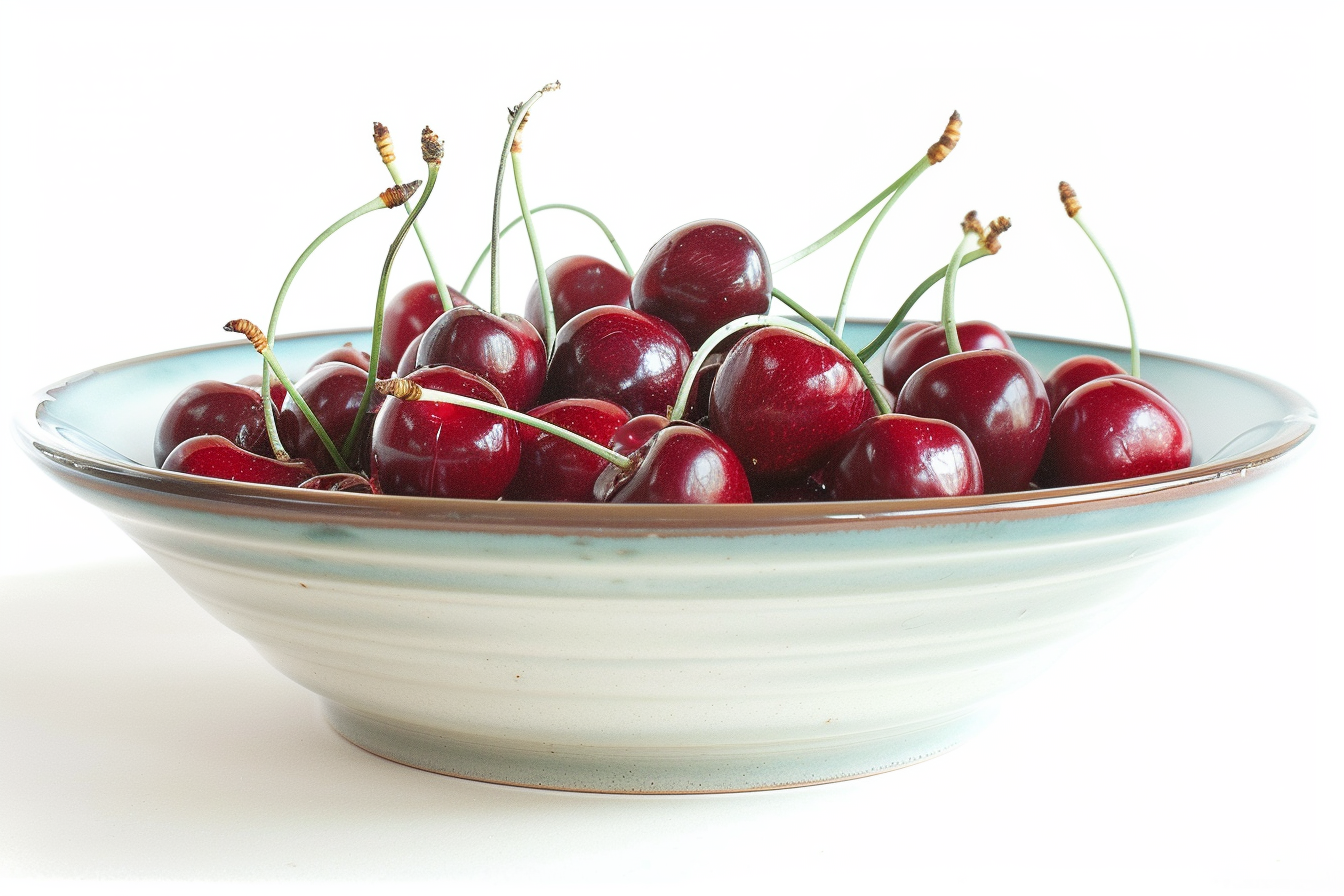 Image gratuite Cerises fraîches sur fond blanc 6