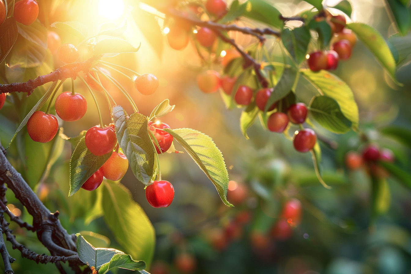 Image gratuite Cerisier avec des cerises mûres dans un jardin 3