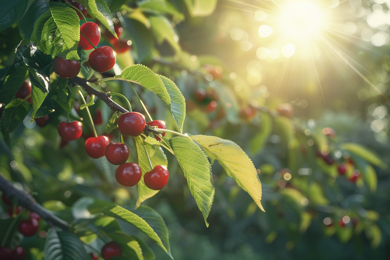 Image gratuite Cerisier avec des cerises mûres dans un jardin 4
