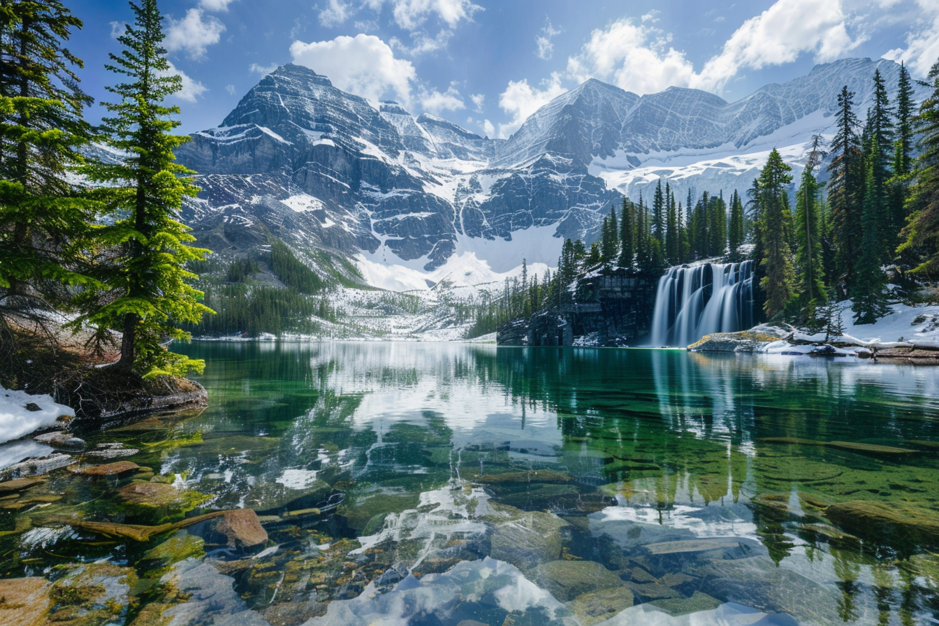 Image gratuite Chaîne de montagnes enneigées au printemps 1