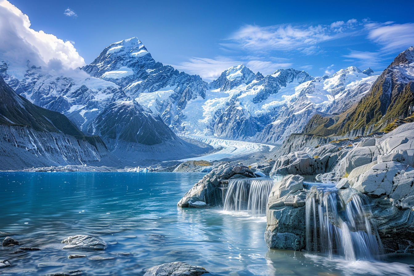 Image gratuite Chaîne de montagnes enneigées au printemps 2