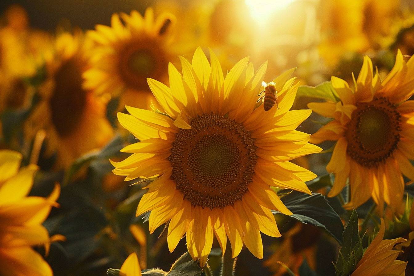 Image gratuite Champ de tournesols baigné de soleil 1