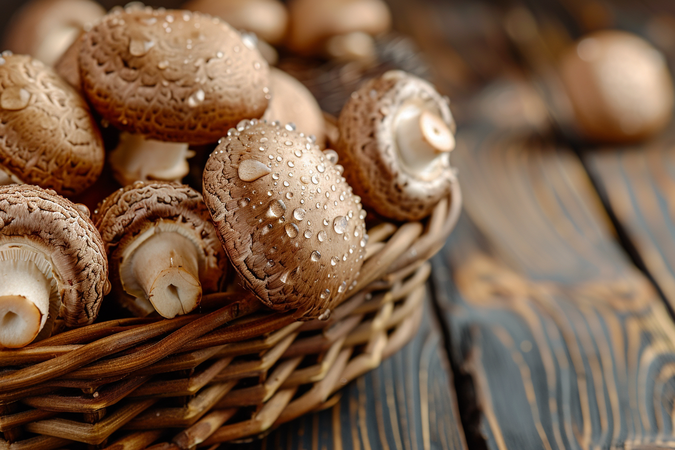 Image gratuite Champignons dans panier en osier 1