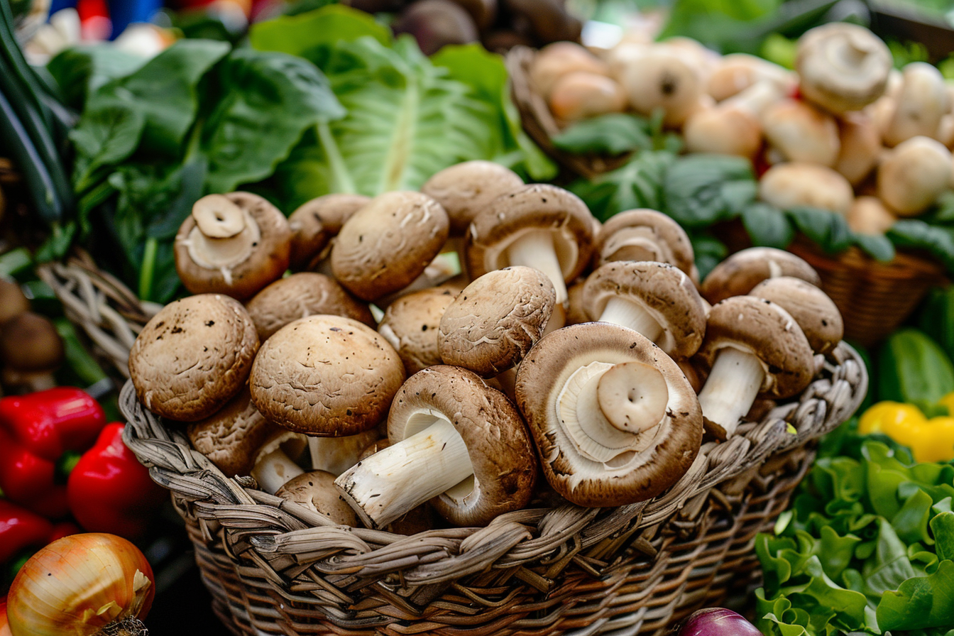 Image gratuite Champignons frais au marché fermier 1