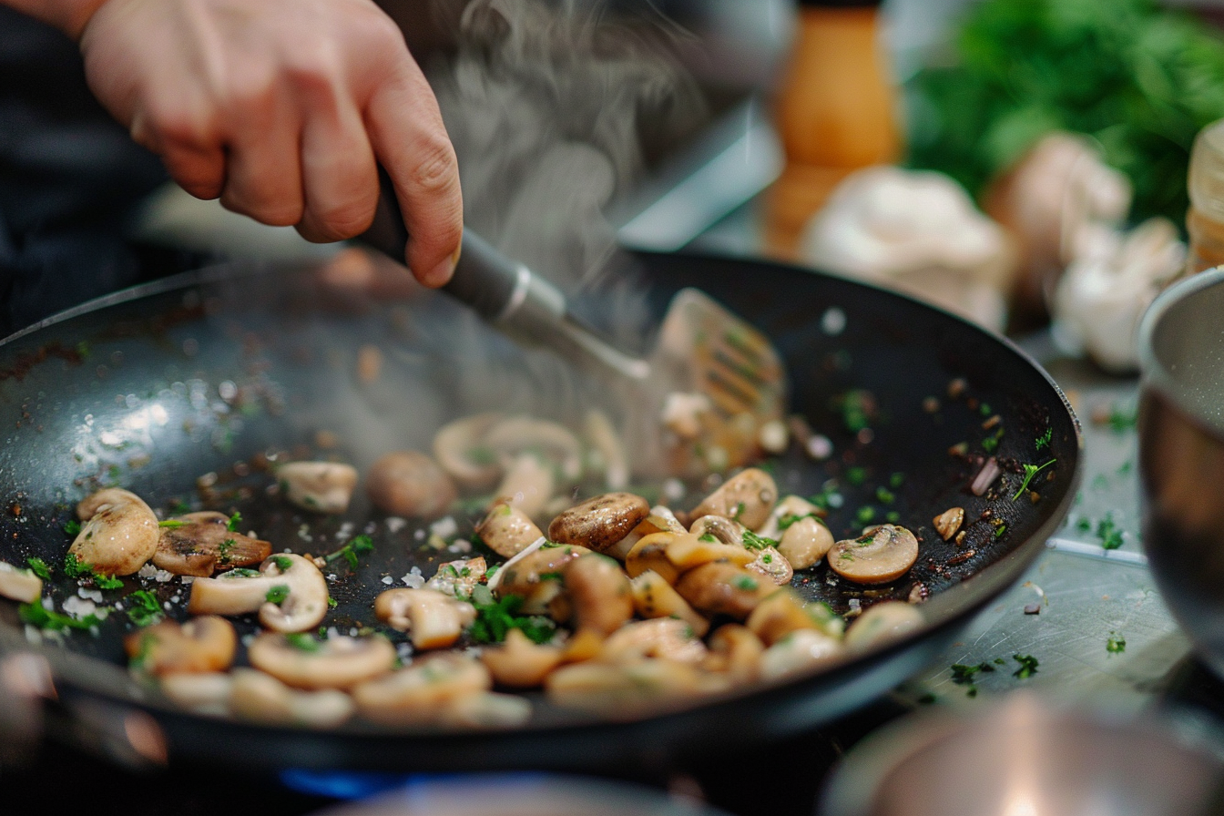Image gratuite Champignons sautés en cuisine contemporaine 1