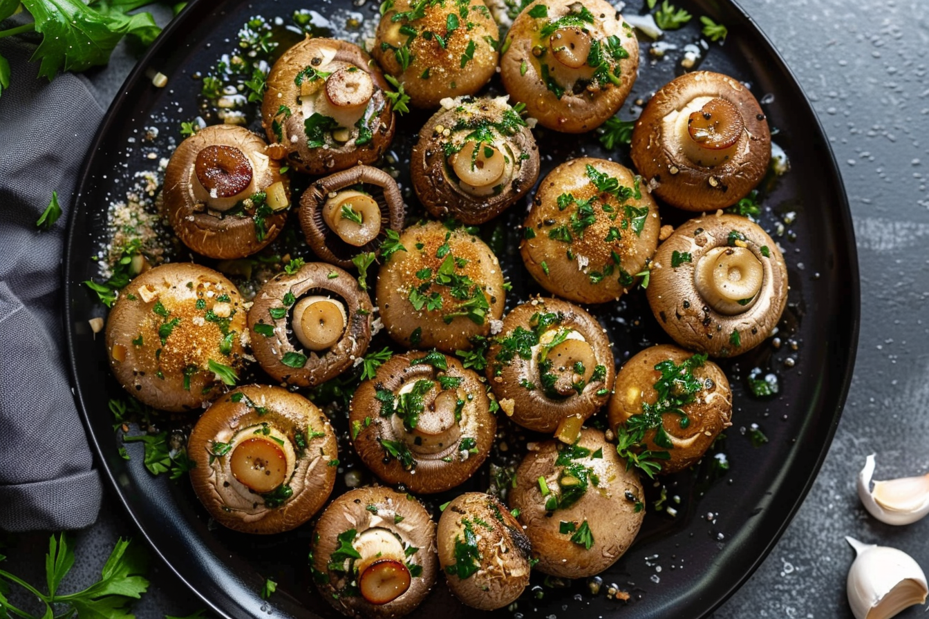 Image gratuite Champignons sur assiette noire 1