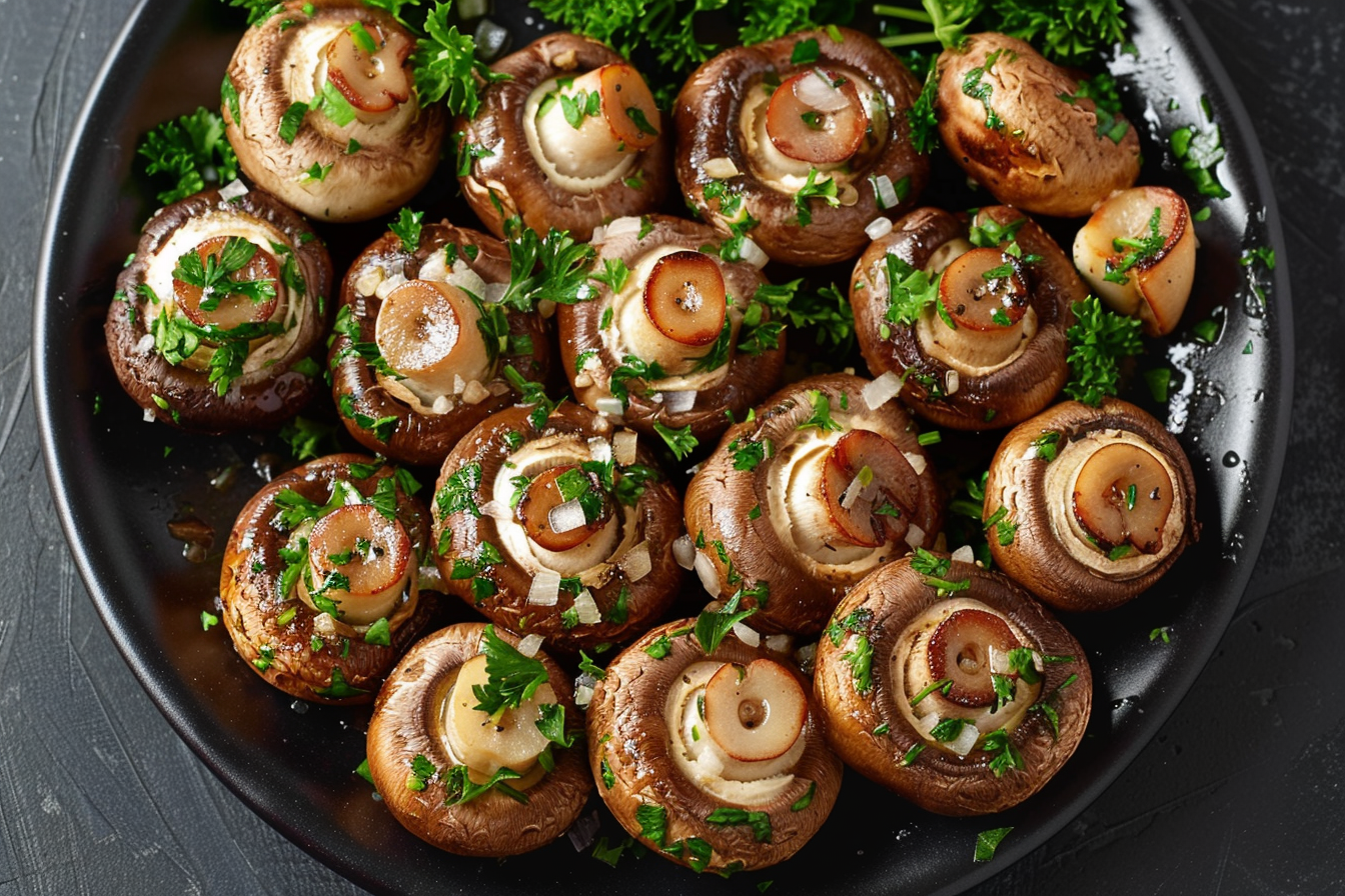 Image gratuite Champignons sur assiette noire 2