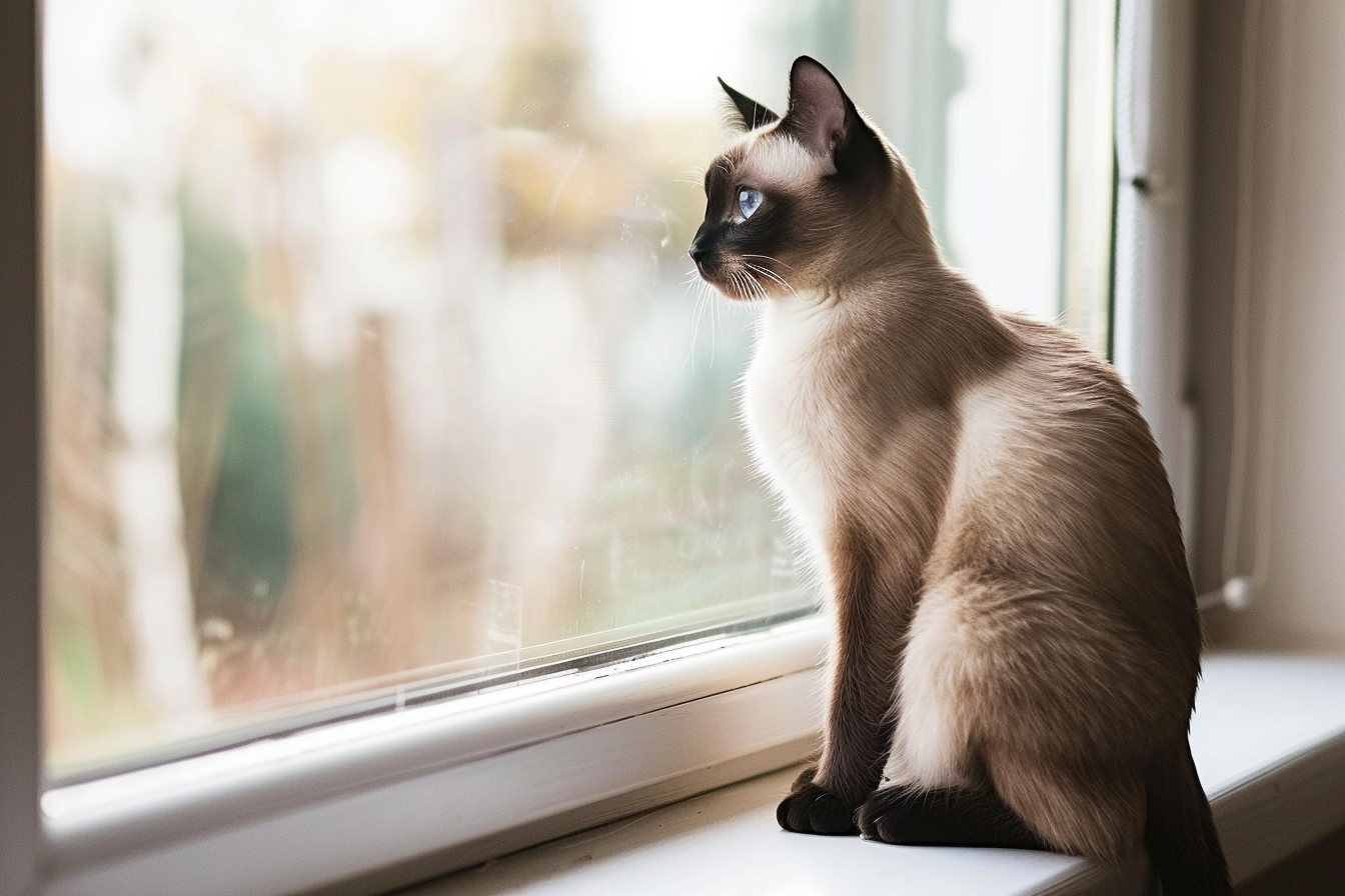 Image gratuite Chat siamois sur rebord de fenêtre 1