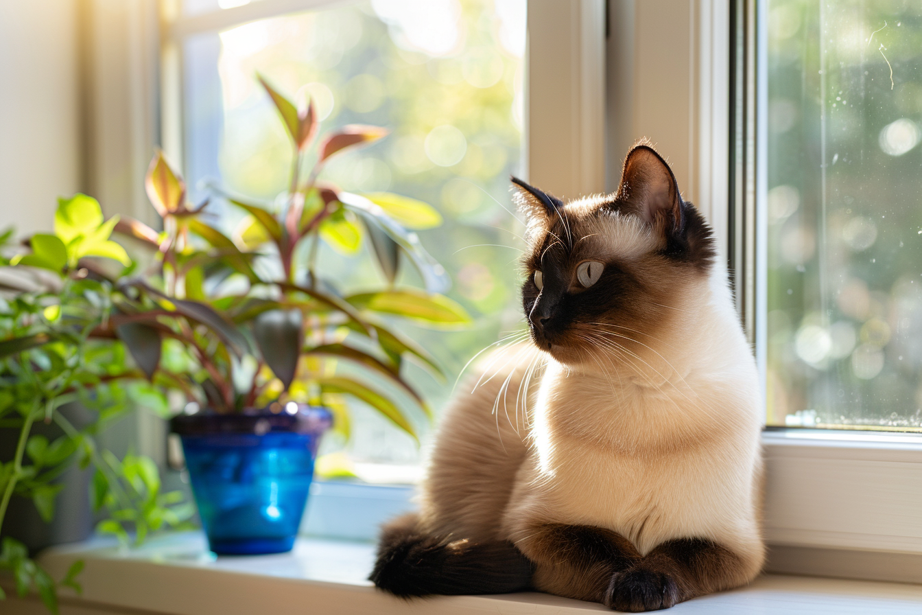 Image gratuite Chat siamois sur rebord de fenêtre 2