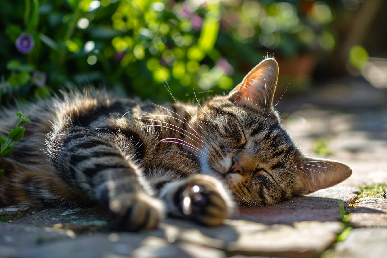 Image gratuite Chat tigré dans un jardin ensoleillé 2