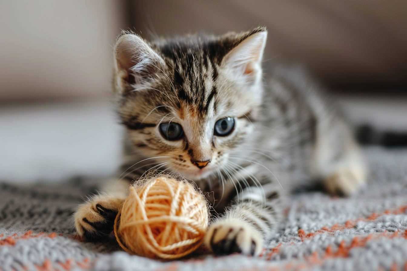 Image gratuite Chaton jouant avec pelote de laine 1