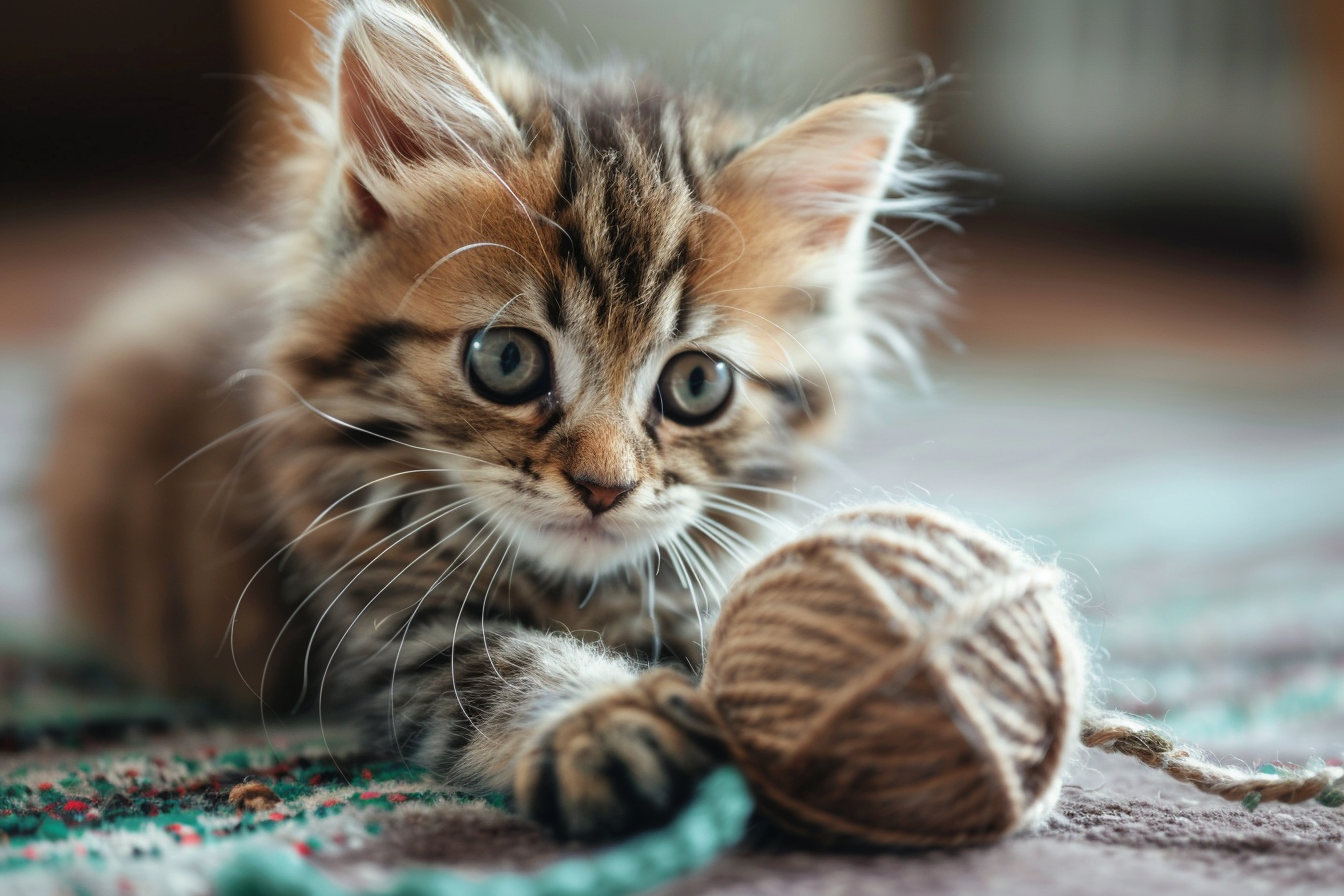 Image gratuite Chaton jouant avec pelote de laine 2