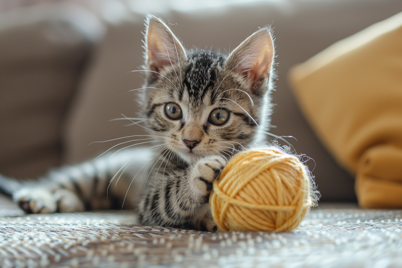 Image gratuite Chaton jouant avec pelote de laine 3