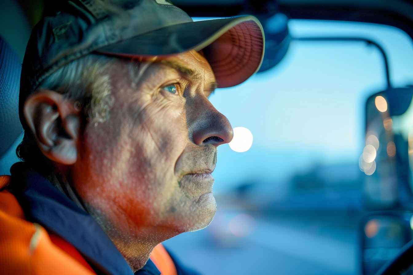 Image gratuite Chauffeur de camion, fond bleu 1
