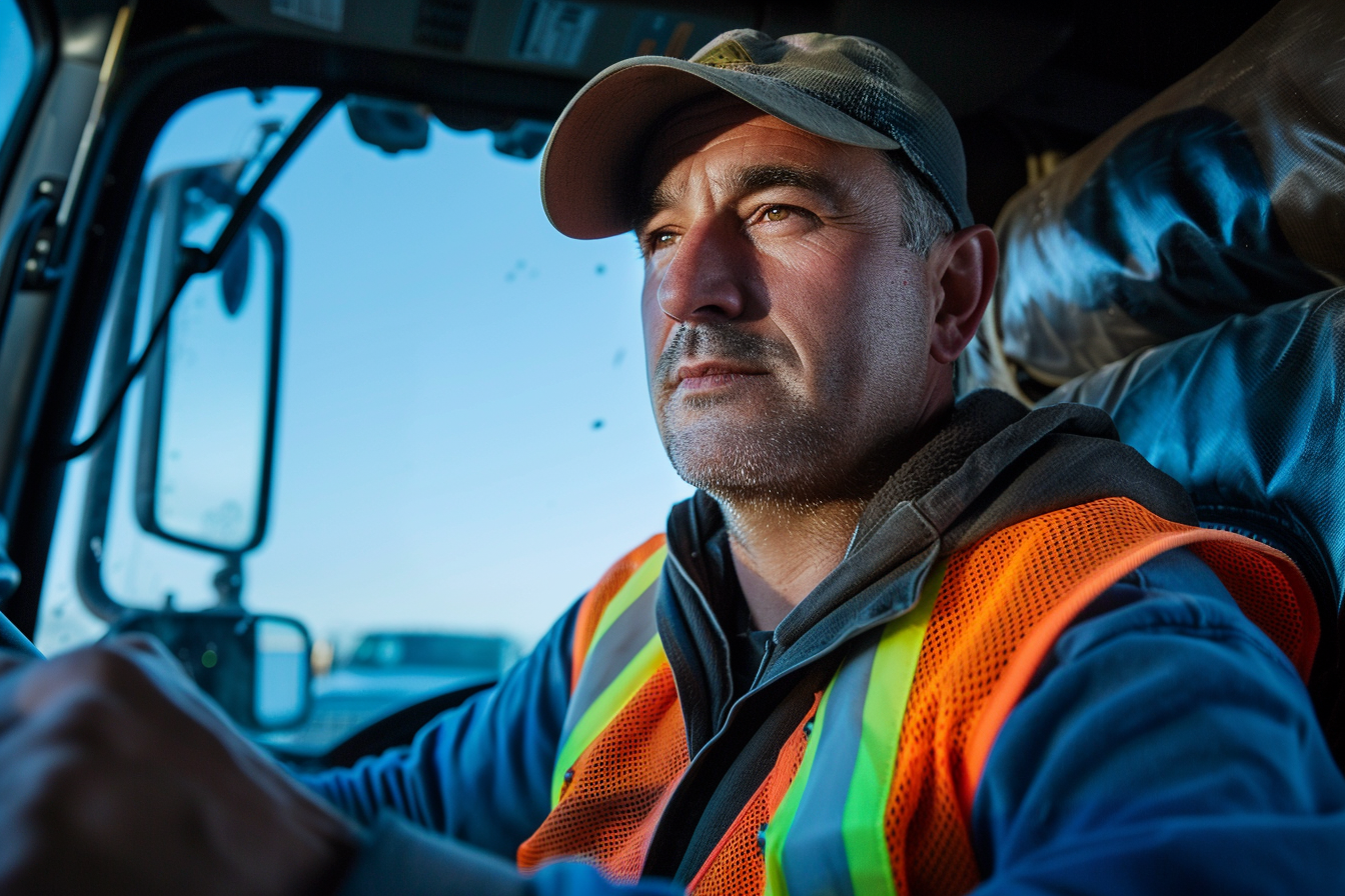 Image gratuite Chauffeur de camion, fond bleu 2