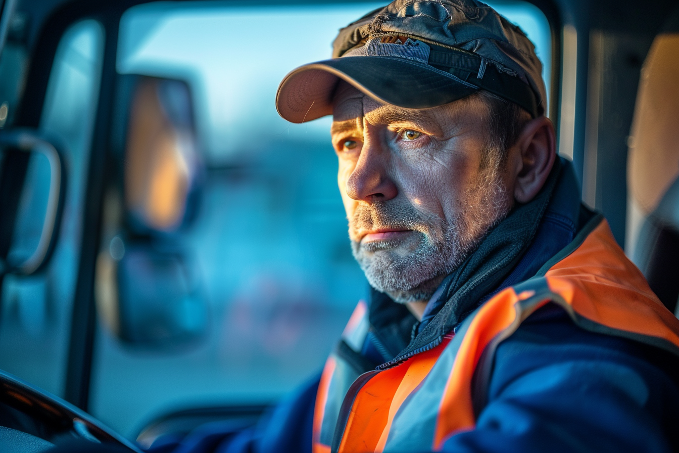 Image gratuite Chauffeur de camion, fond bleu 3