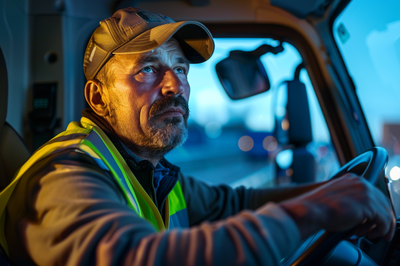 Image gratuite Chauffeur de camion, fond bleu 4