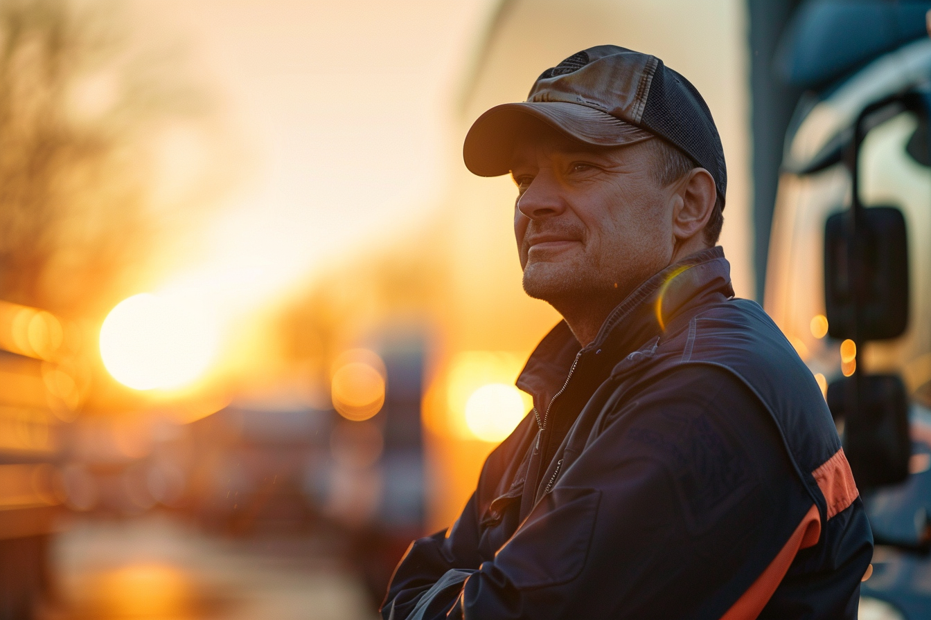 Image gratuite Chauffeur inspectant cargaison 1