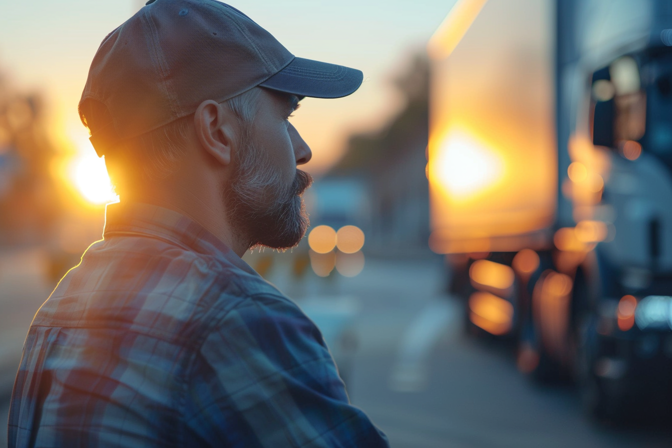 Image gratuite Chauffeur inspectant cargaison 3