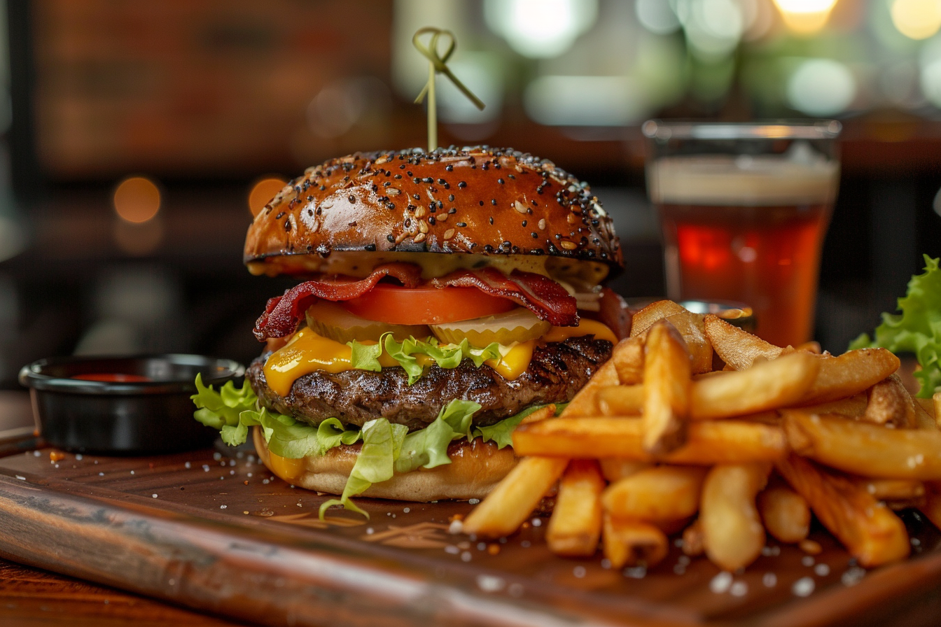 Image gratuite Cheeseburger classique avec garnitures 2