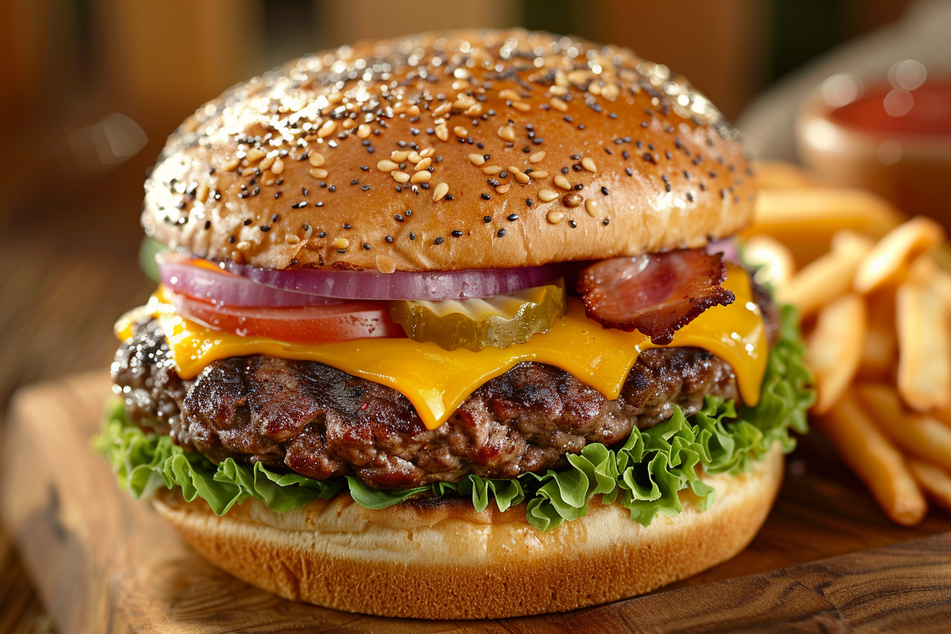 Image gratuite Cheeseburger classique avec garnitures 3