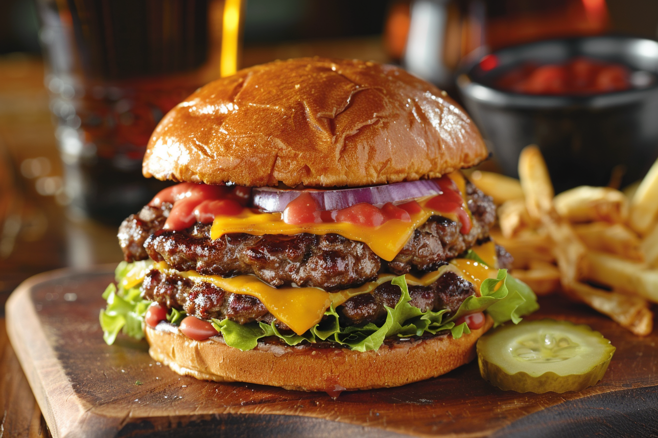 Image gratuite Cheeseburger classique avec garnitures 5