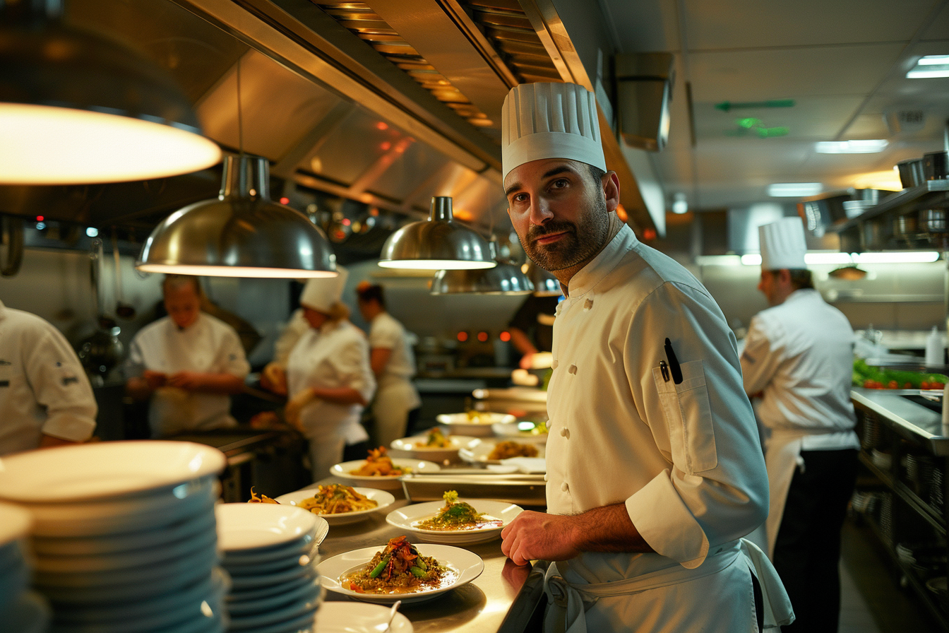 Image gratuite Chef d&rsquo;hôtel présentant plat gourmet 1