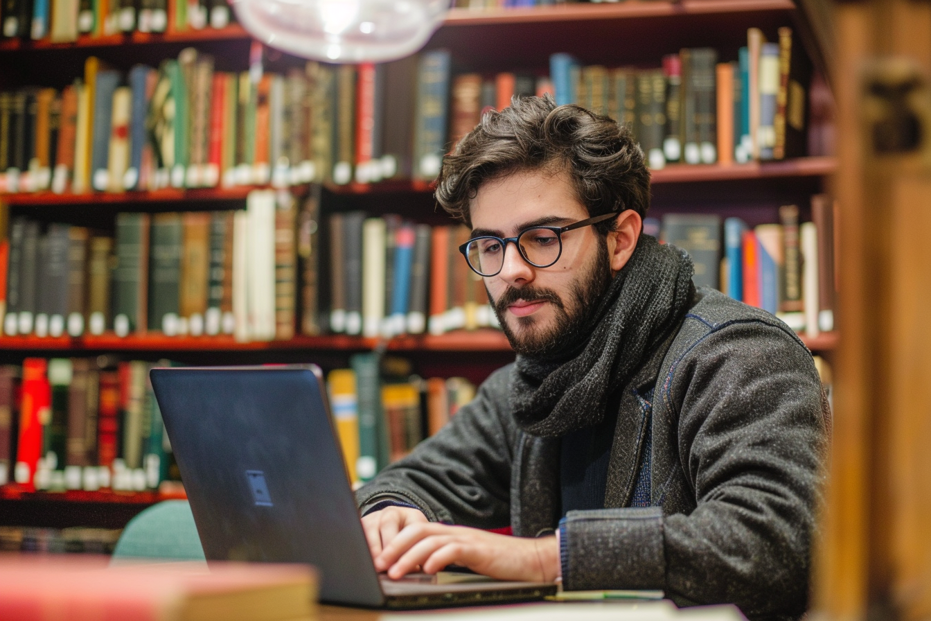 Image gratuite Chercheur en droit lisant livres 1