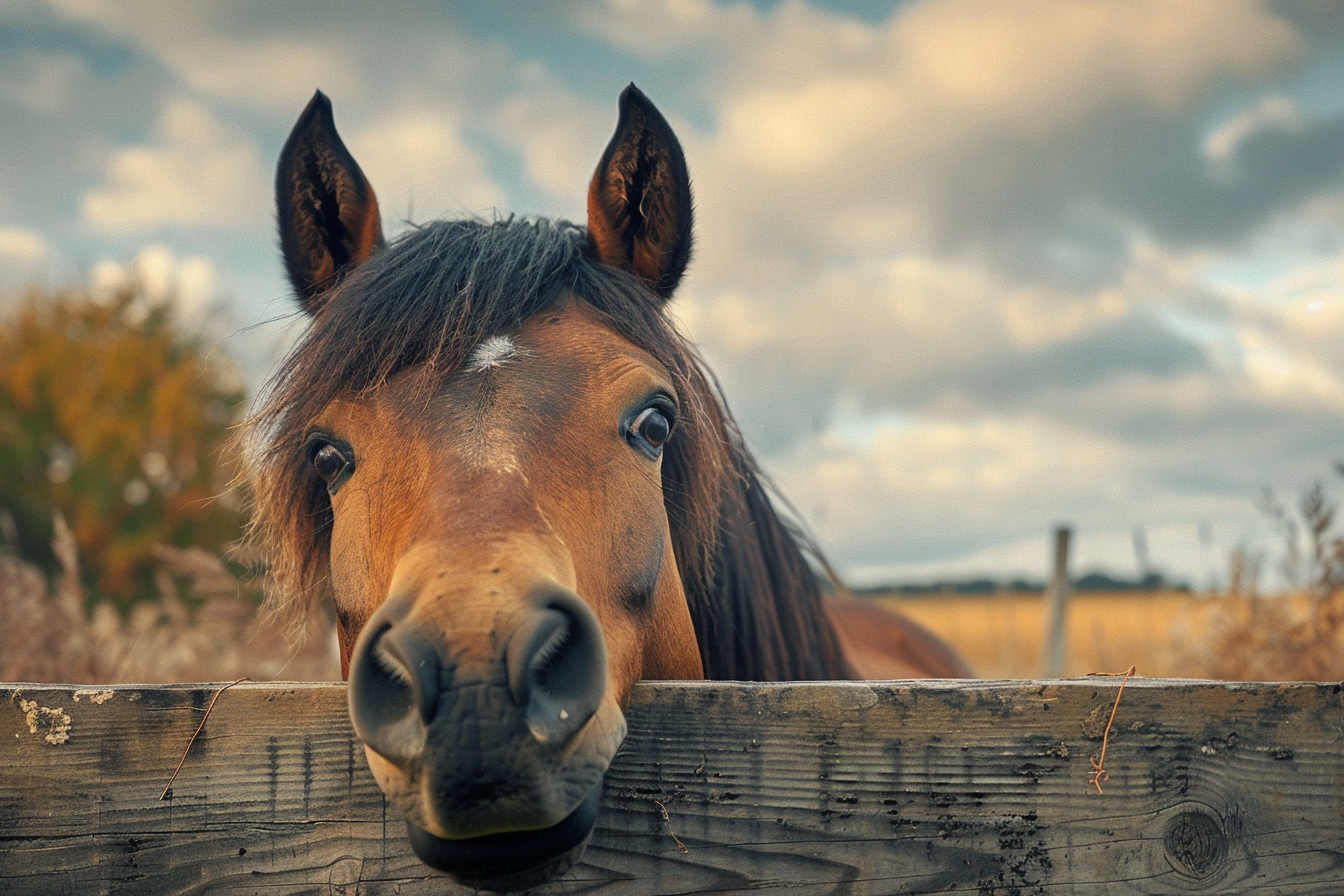 Image gratuite Cheval curieux sur clôture 2