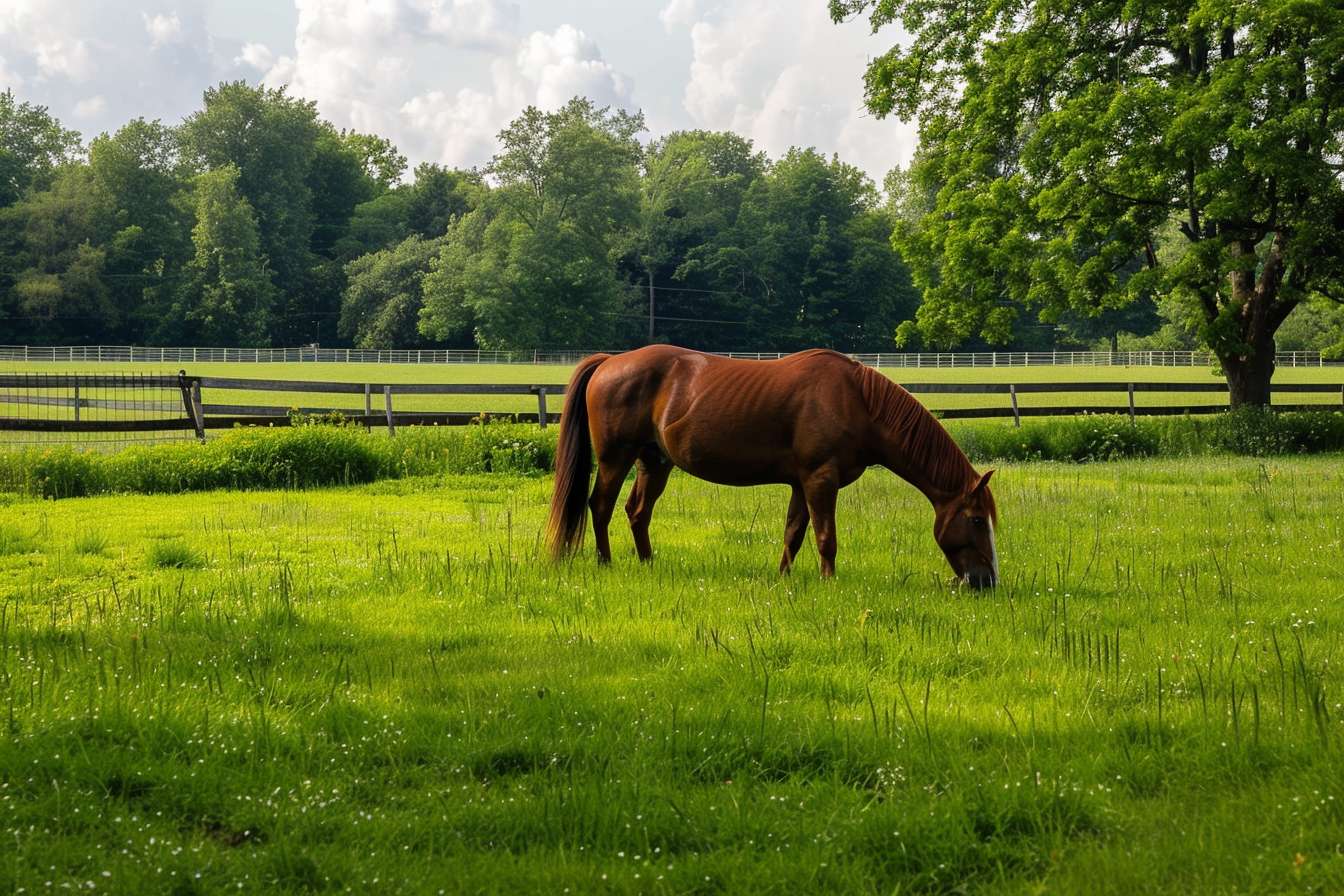 Image gratuite Cheval dans pâturage luxuriant 1