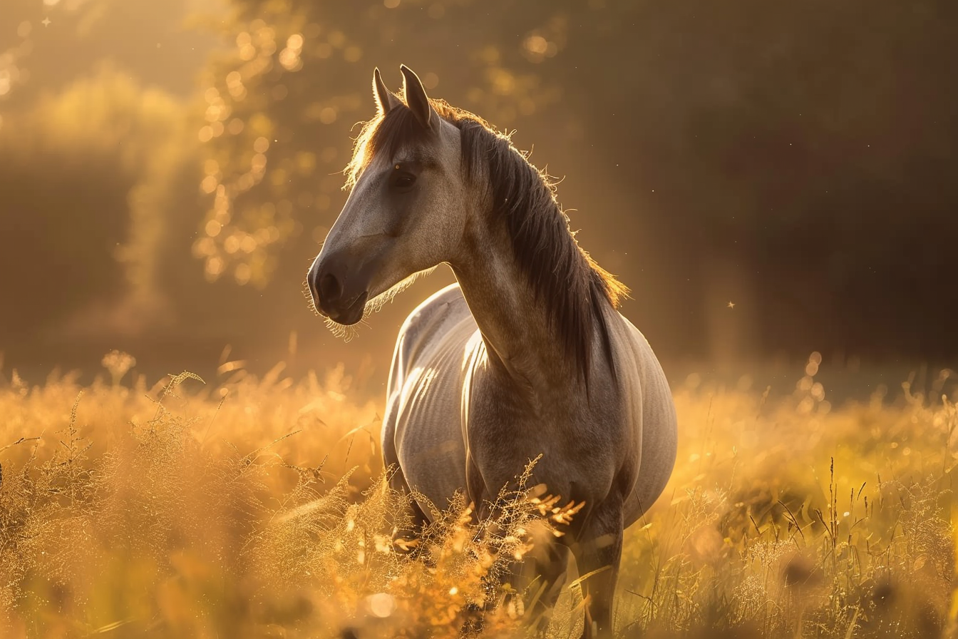 Image gratuite Cheval dans prairie ensoleillée 1