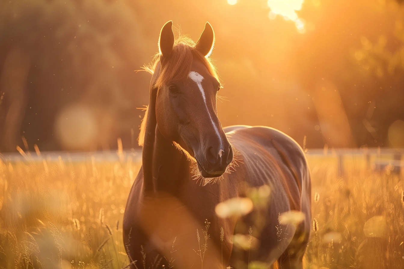 Image gratuite Cheval dans prairie ensoleillée 3
