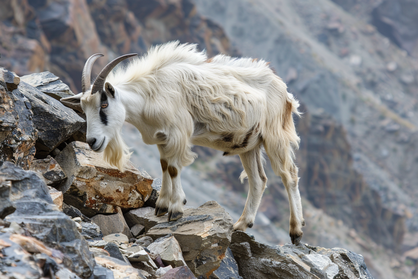 Image gratuite Chèvre broutant sur colline rocheuse 2