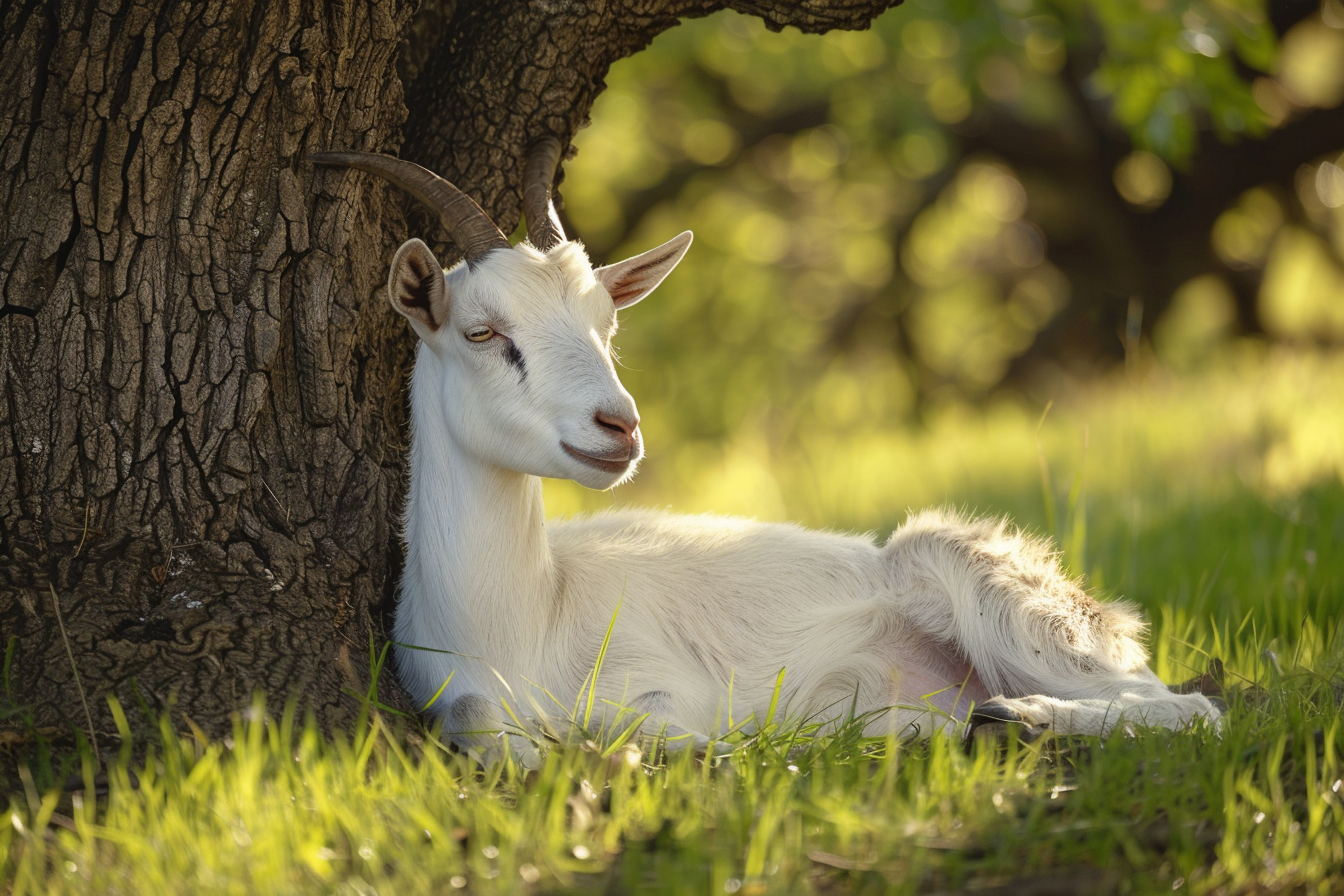 Image gratuite Chèvre sous chêne imposant 1