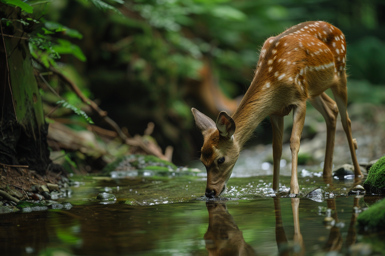 Image gratuite Chevreuil buvant dans un ruisseau 1