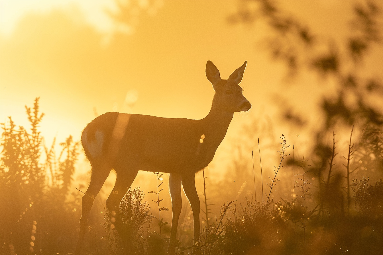 Image gratuite Chevreuil silhouetté au matin 1