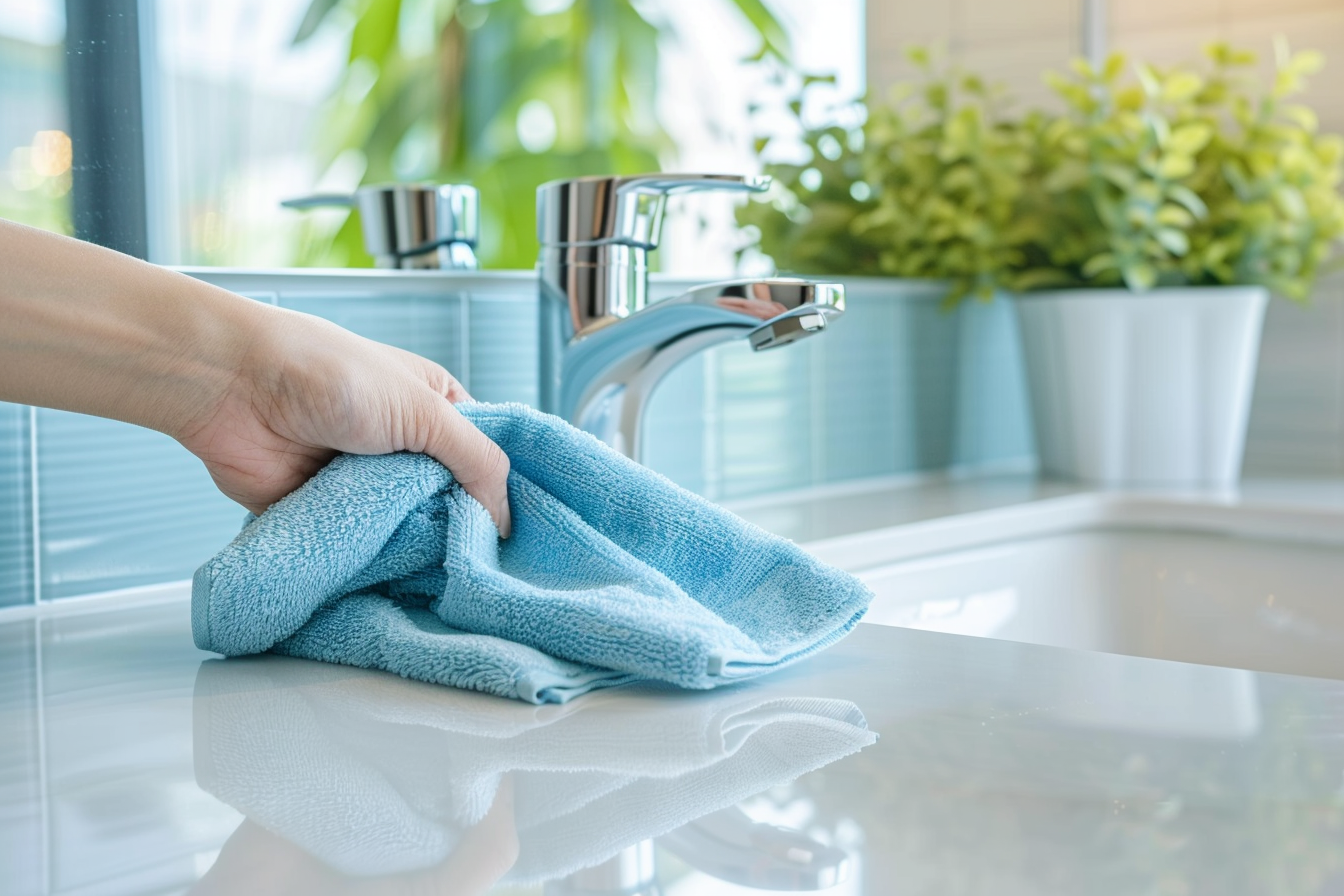 Image gratuite Chiffon en microfibre dans salle de bains moderne 1