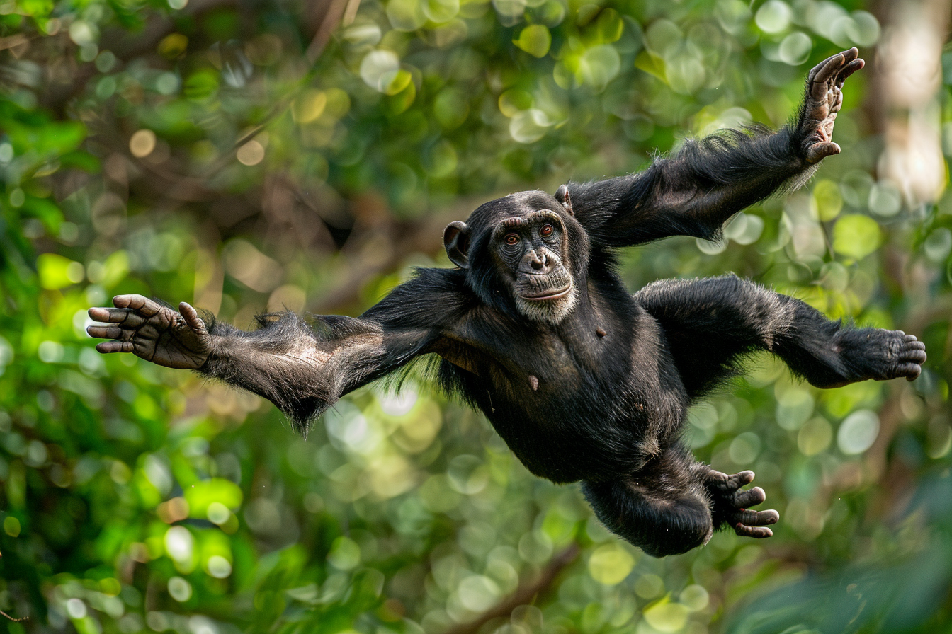 Image gratuite Chimpanzé actif dans la jungle 1
