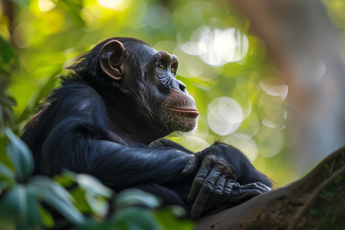 Image gratuite Chimpanzé méditatif dans la jungle 1