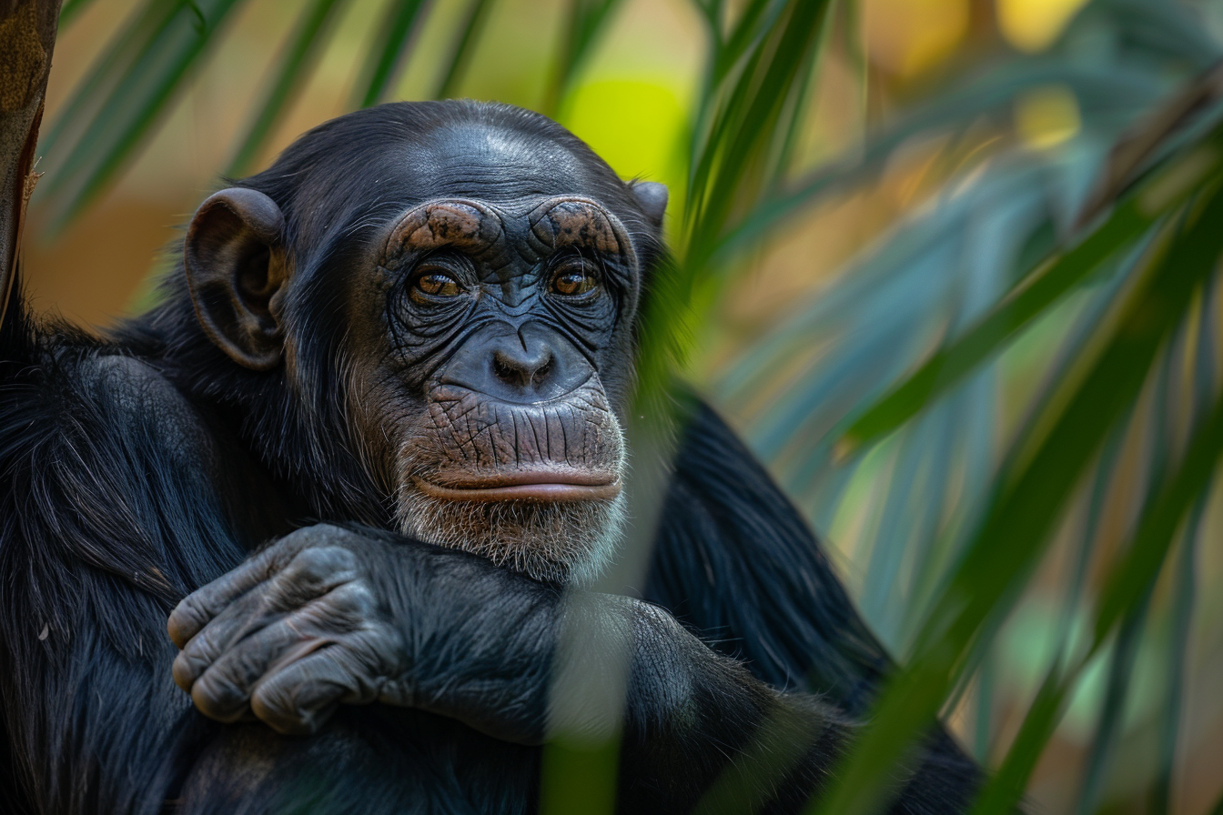 Image gratuite Chimpanzé méditatif dans la jungle 3
